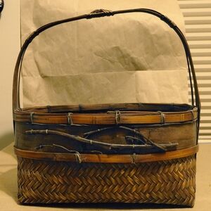 Vintage Split Bamboo Japanese Basket Fine Crafted Details Beautiful Patina